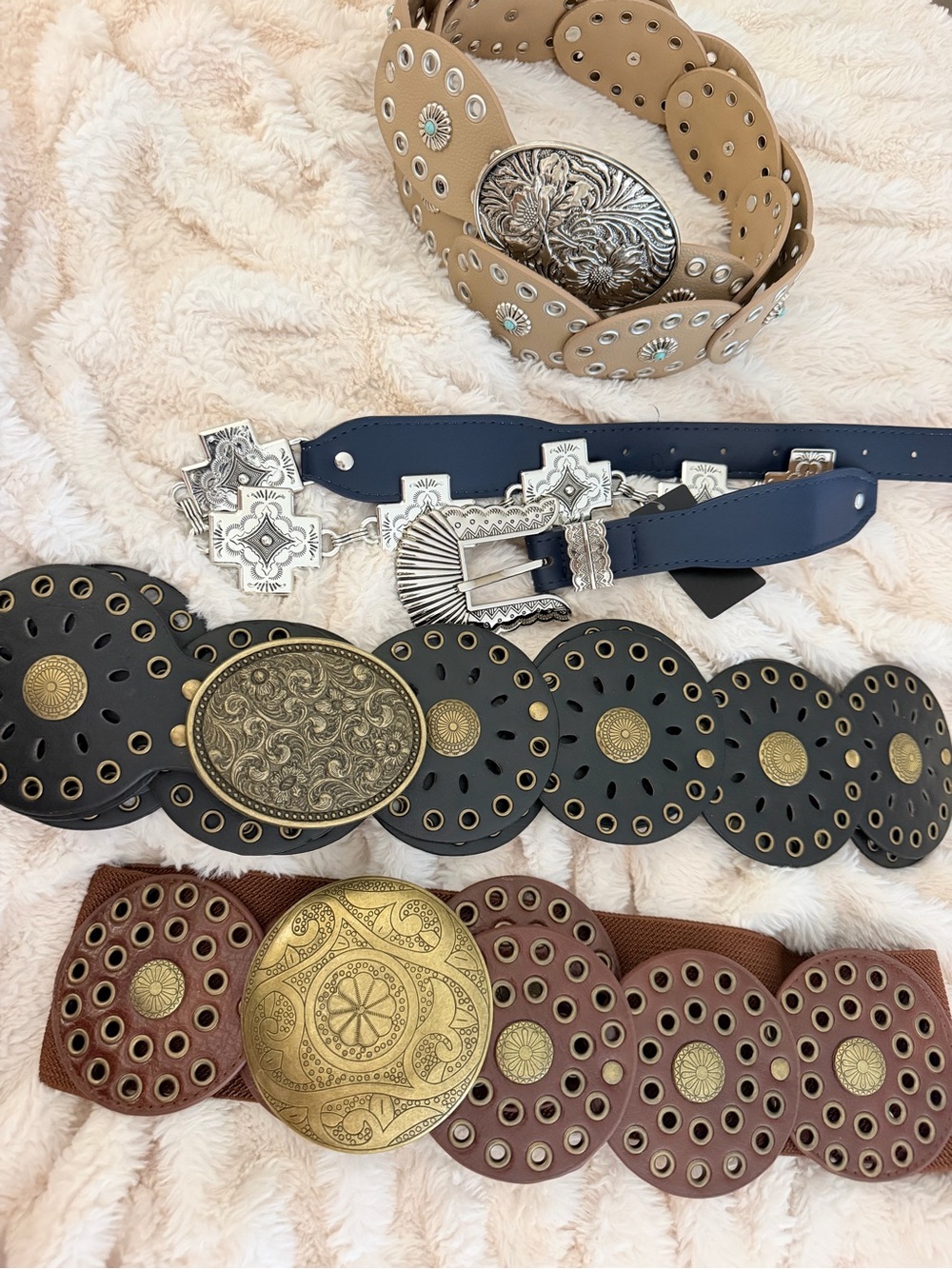 All 4 for $128 or $35 Each) Western Metal Buckle Belts